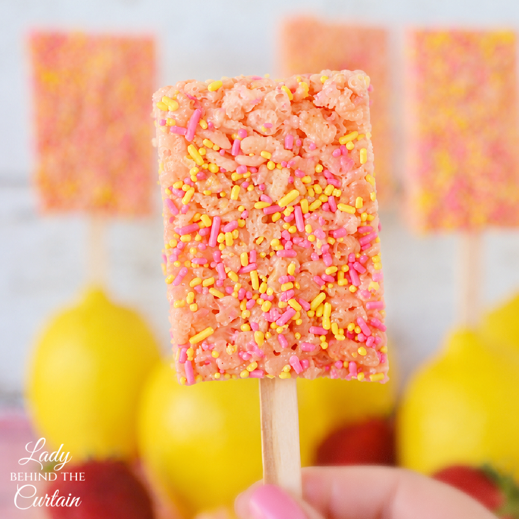 Strawberry Lemonade Cake Batter Krispy Treats