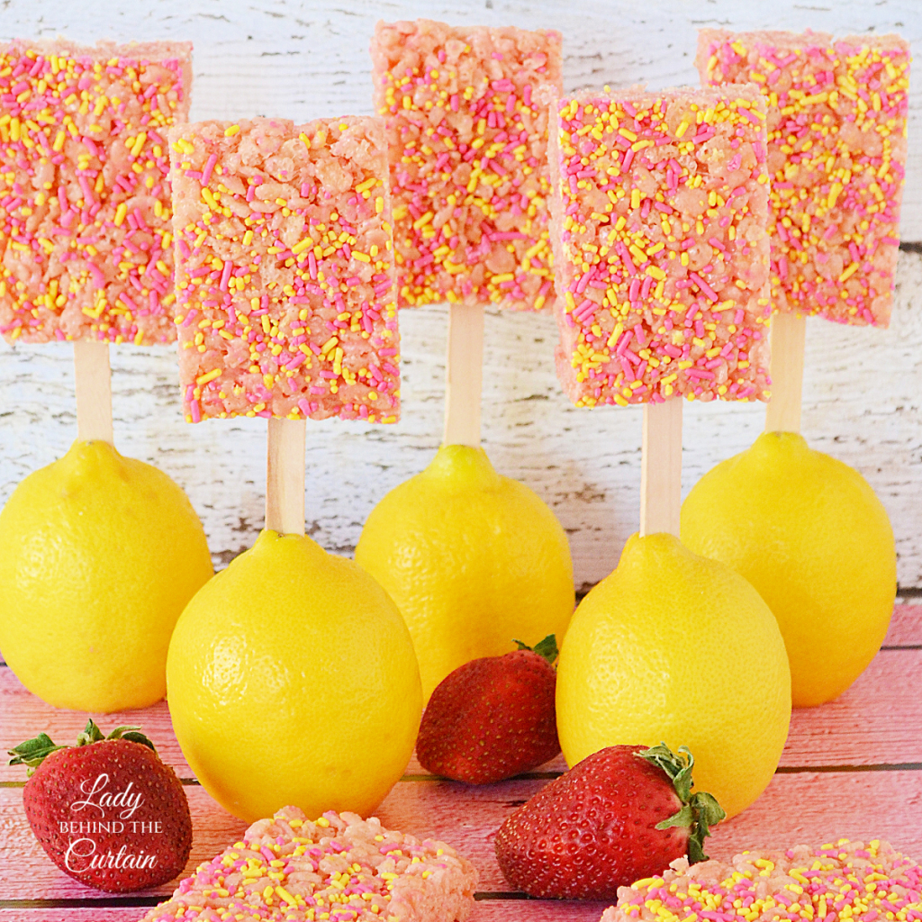 Strawberry Lemonade Cake Batter Krispy Treats