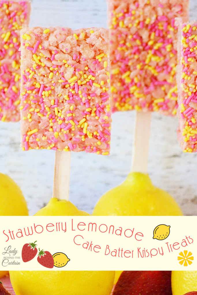Strawberry Lemonade Cake Batter Krispy Treats