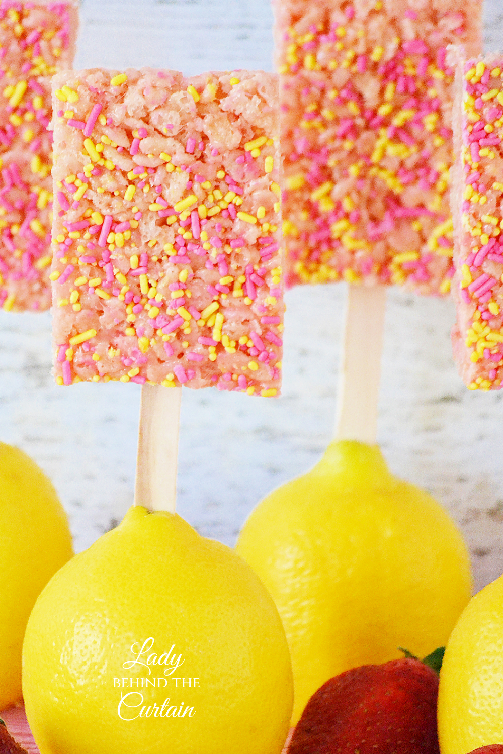 Strawberry Lemonade Cake Batter Krispy Treats