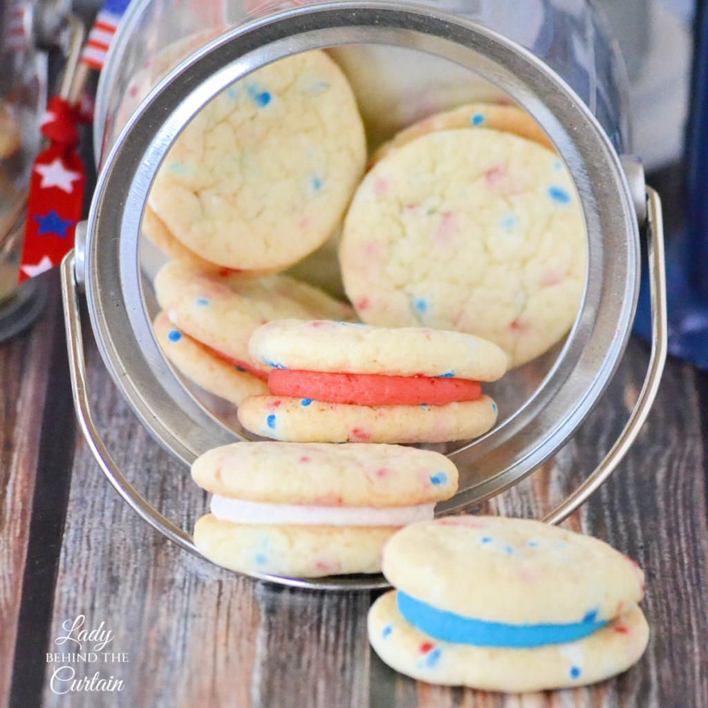 Mini Fourth of July Cake Mix Sandwich Cookies