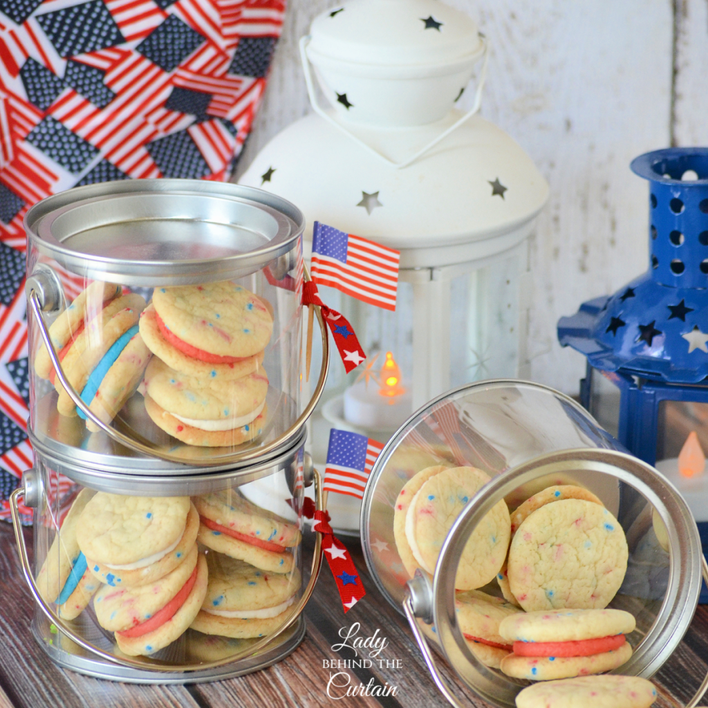 Mini Fourth of July Cake Mix Sandwich Cookies