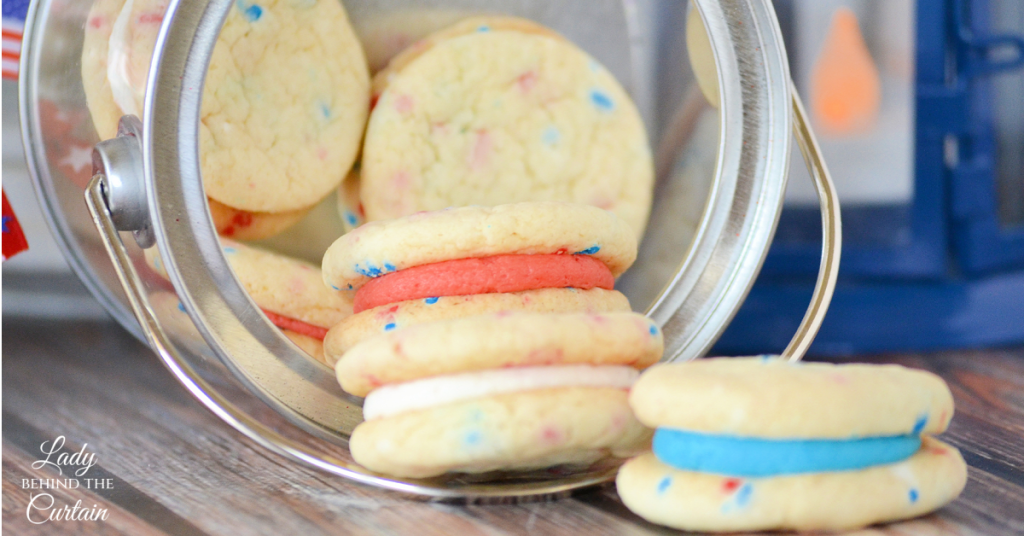 Mini Fourth of July Cake Mix Sandwich Cookies