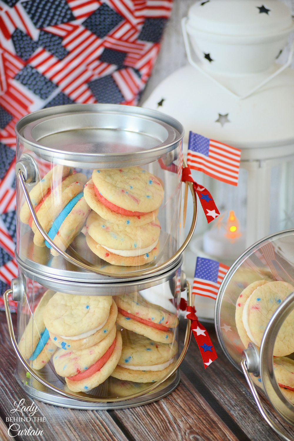 Mini Fourth of July Cake Mix Sandwich Cookies