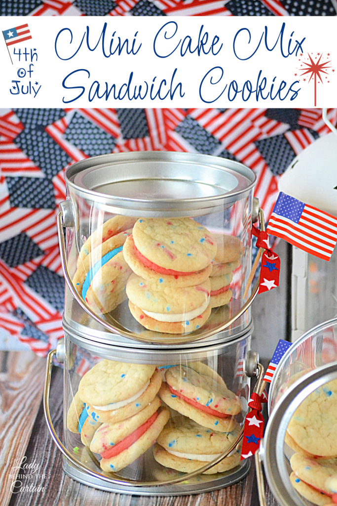 Mini Fourth of July Cake Mix Sandwich Cookies