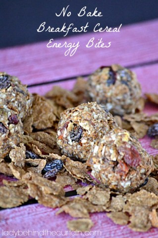 No Bake Breakfast Cereal Energy Bites - Lady Behind The Curtain