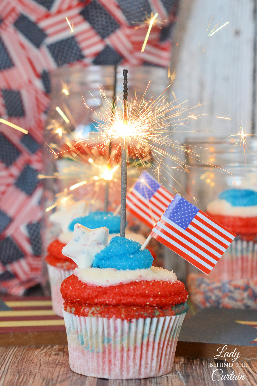 Red, White, and Blue Firecracker Cupcakes