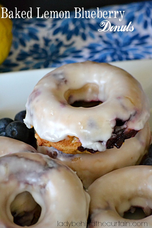 Baked Lemon Blueberry Donuts - Lady Behind The Curtain