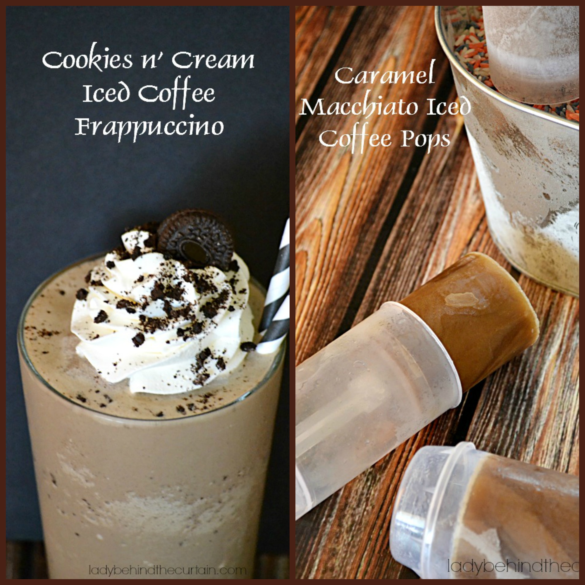 Cookies n’ Cream Iced Coffee Frappuccino and Caramel Macchiato Iced Coffee Pops