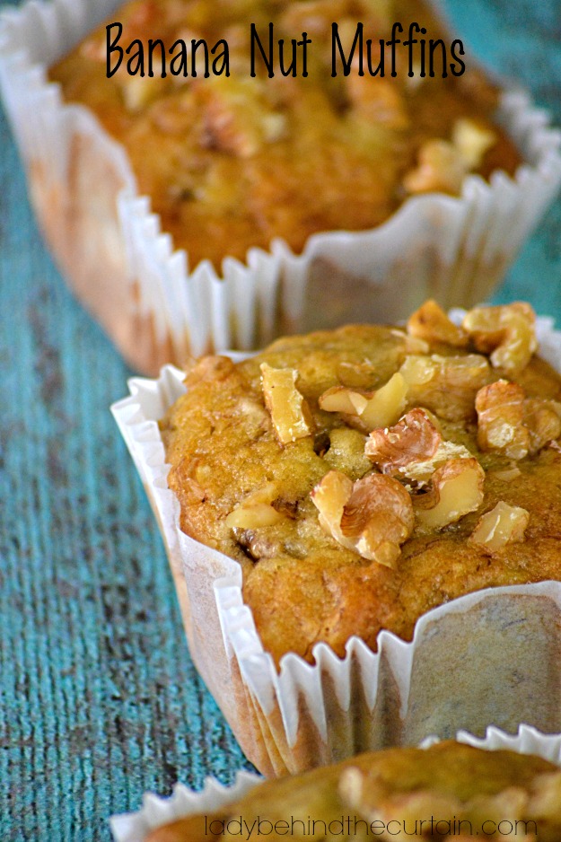 Banana Nut Muffins - Lady Behind The Curtain