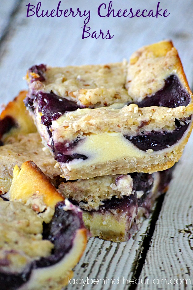 Blueberry Cheesecake Bars - Lady Behind The Curtain