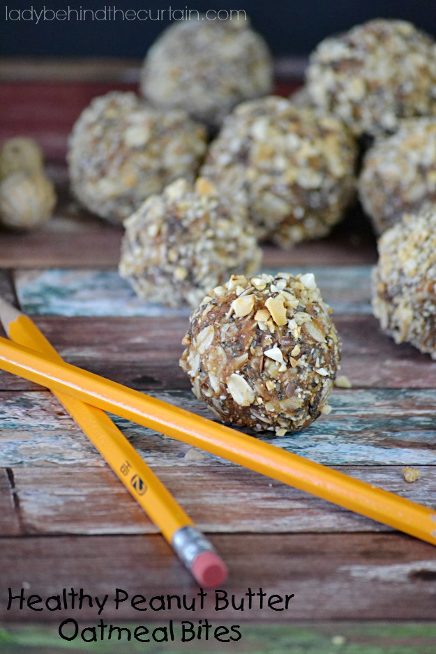 Healthy Peanut Butter Oatmeal Bites - Lady Behind The Curtain
