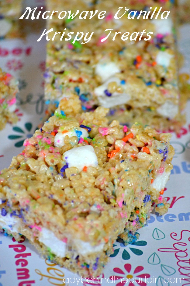 Microwave Vanilla Krispy Treats - Lady Behind The Curtain