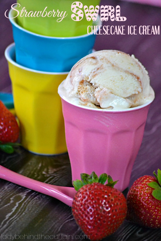 Strawberry Swirl Cheesecake Ice Cream - Lady Behind The Curtain