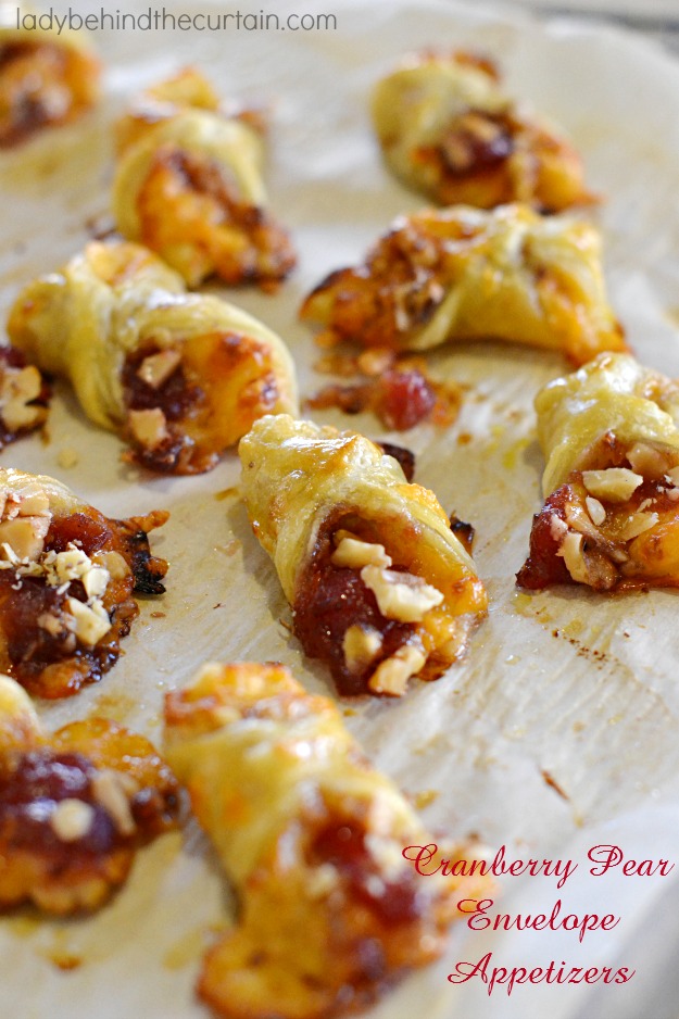 Cranberry Pear Envelope Appetizers - Lady Behind The Curtain