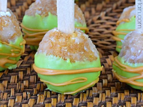 Easy Caramel Apple Donut Pops - Lady behind The Curtain