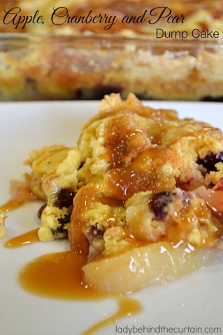 Apple, Cranberry and Pear Dump Cake - Lady Behind The Curtain