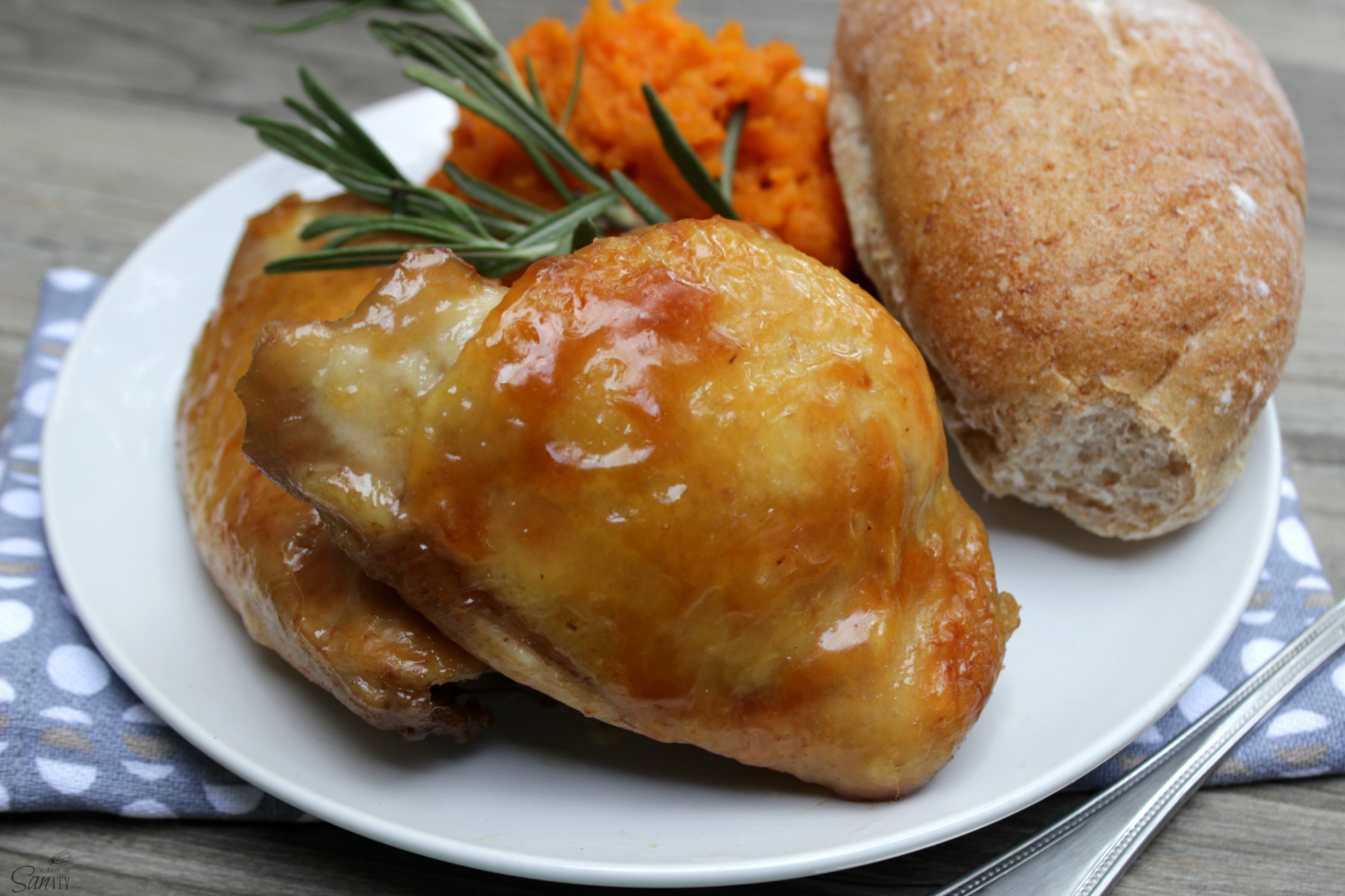 maple glazed chicken thighs close up Lady Behind the Curtain