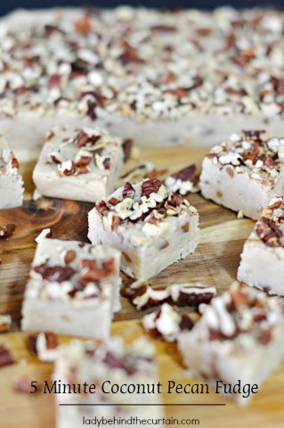5 Minute Coconut Pecan Fudge - Lady Behind The Curtain