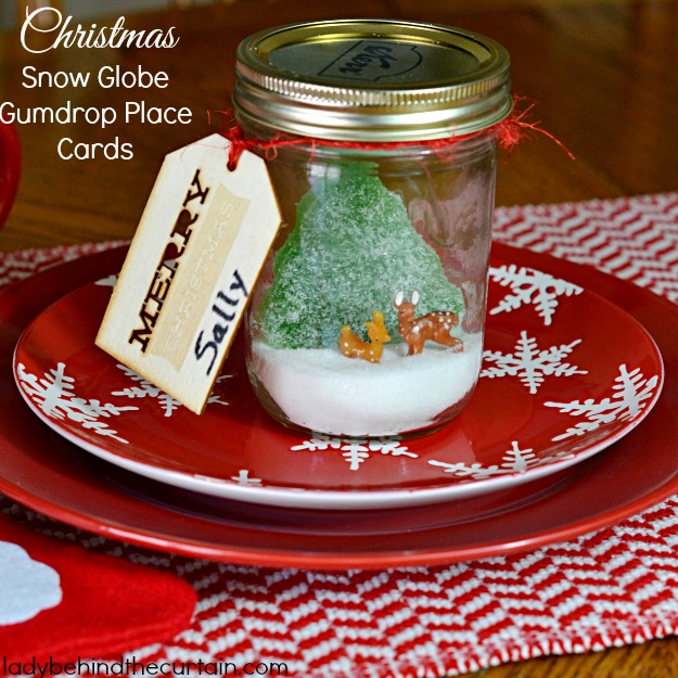 Christmas Snow Globe Gumdrop Place Cards - Lady Behind The Curtain