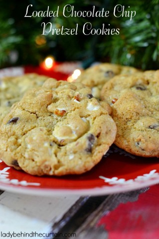 Loaded Chocolate Chip Pretzel Cookies - Lady Behind The Curtain