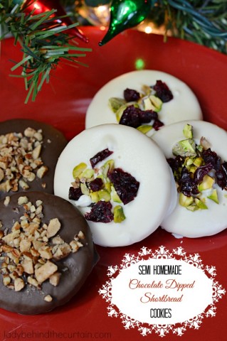 Semi Homemade Chocolate Dipped Shortbread Cookies - Lady Behind The Curtain