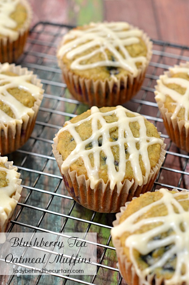 Blushberry Tea Oatmeal Muffins - Lady Behind The Curtain