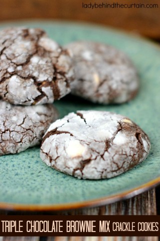 Triple Chocolate Brownie Mix Crackle Cookies - Lady Behind The Curtain