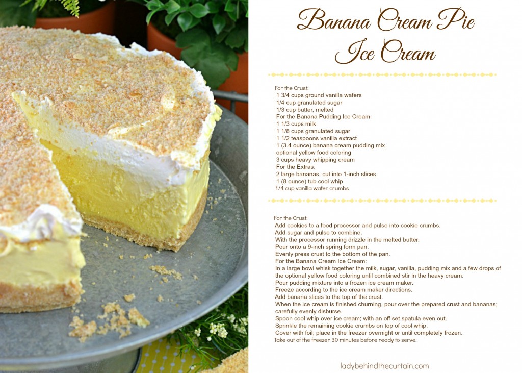 Banana Cream Pie Recipe Card