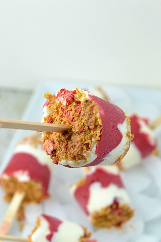 An easy to make healthy summer choice. Made with frozen Greek yogurt, sorbet and cereal!