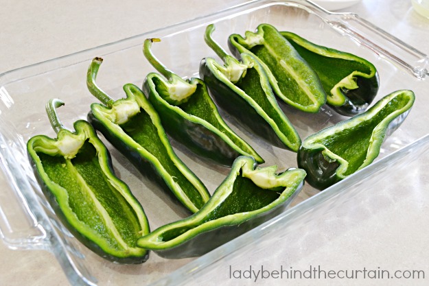 Mild peppers filled with creamy chicken and cheese.  Perfect for a fiesta or Cinco de Mayo celebration!