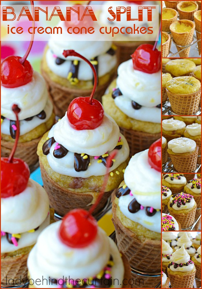 These Banana Split Ice Cream Cone Cupcakes may look impressive but are super simple to make for some summer fun!