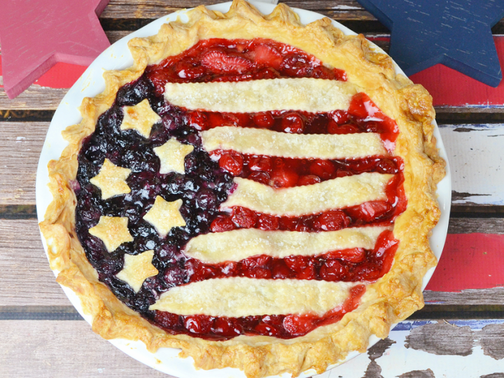 Cherry Berry American Flag Pie