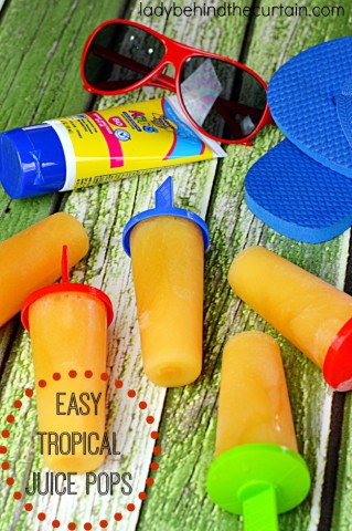 Easy Tropical Juice Pops: A mixture of passion fruit juice, orange juice and guava juice.