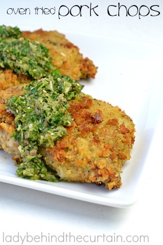 Oven Fried Pork Chops: Crispy and juicy, you'd never know these aren't fried.