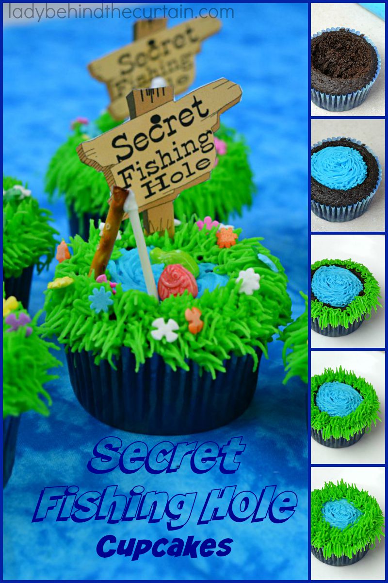 Secret Fishing Hole Devil's Food Cupcakes - Lady Behind The Curtain 13