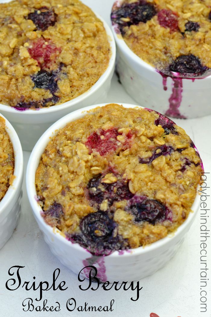 This Triple Berry Baked Oatmeal is full of blueberries, raspberries and blackberries which makes having breakfast not only delicious but easy.