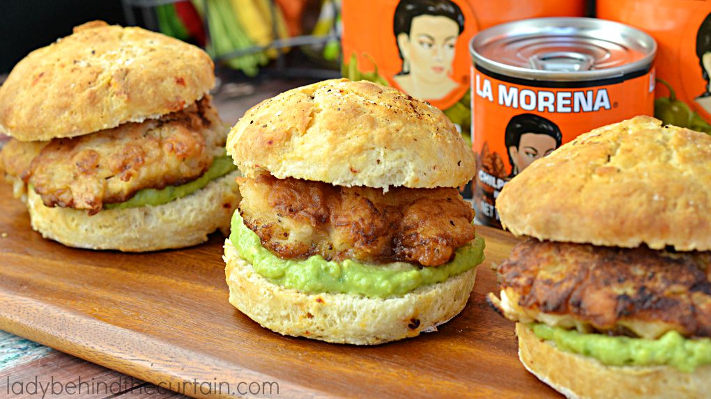 Chipotle Honey Biscuit Chicken Sliders | Bring a little Latino flair to your summer picnic with these sweet and spicy biscuit chicken sliders.