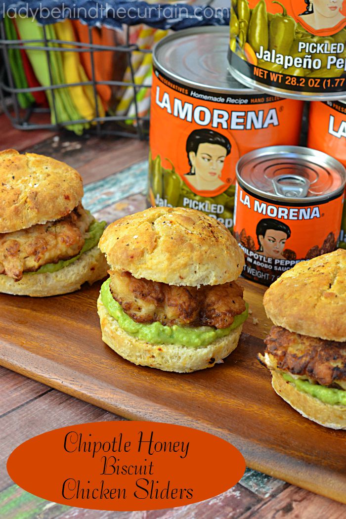Chipotle Honey Biscuit Chicken Sliders | Bring a little Latino flair to your summer picnic with these sweet and spicy biscuit chicken sliders.