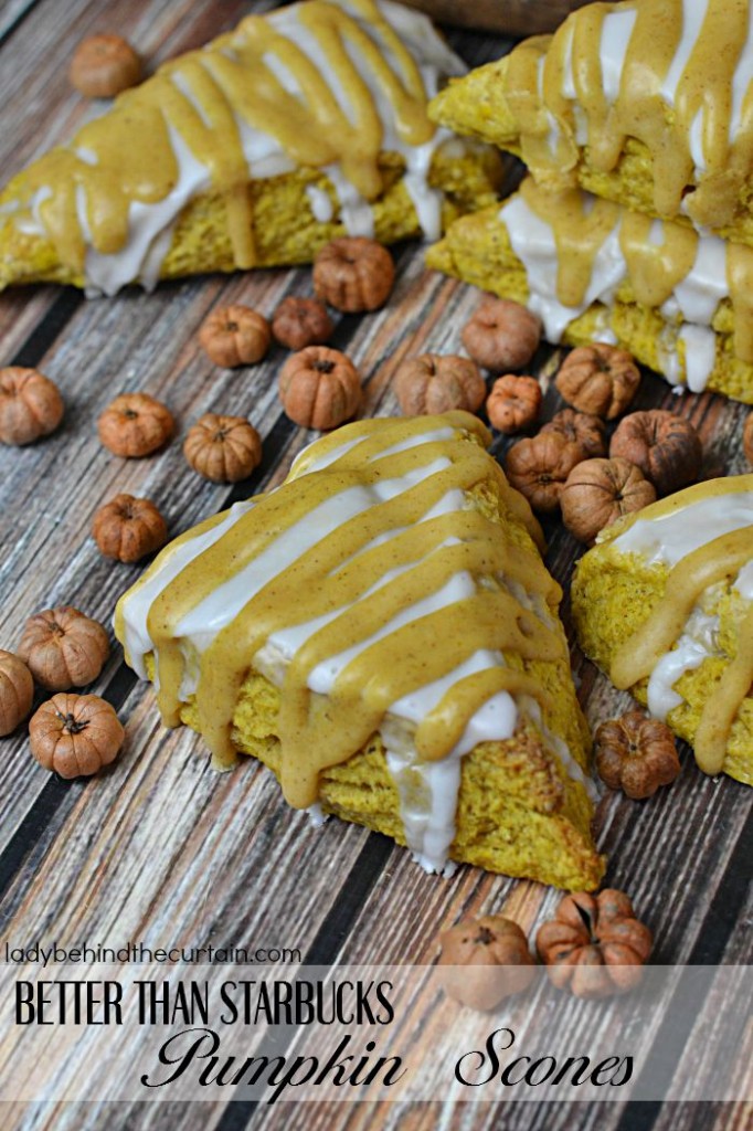 Better Than Starbucks Pumpkin Scones | A thick and moist scone with a sugar glaze and a pumpkin drizzle.