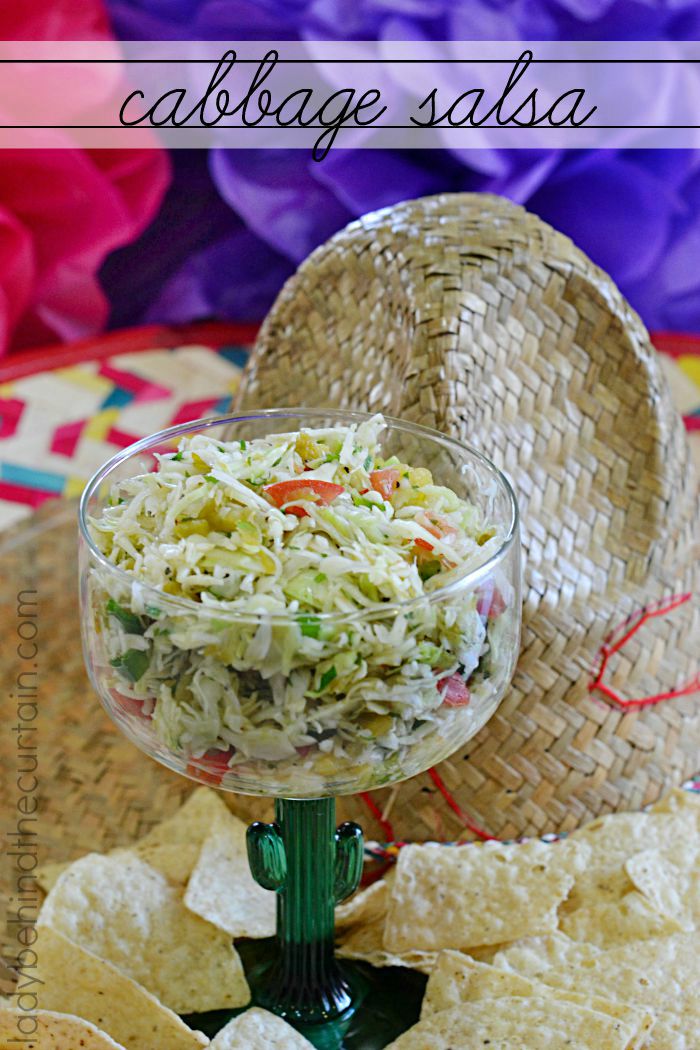 Cabbage Salsa |  One of a kind salsa made with angel hair shredded cabbage, green chiles and more. 