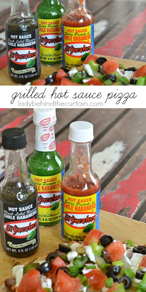Grilled Hot Sauce Pizza | If you like your food with a little kick then this is the pizza for you! Not too hot/spicy for us wimps just the right amount of heat with tons of delicious flavor.