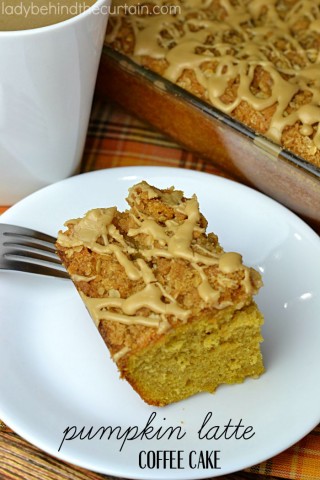 Pumpkin Latte Coffee Cake | A moist cake with pumpkin and a delicious coffee drizzle.