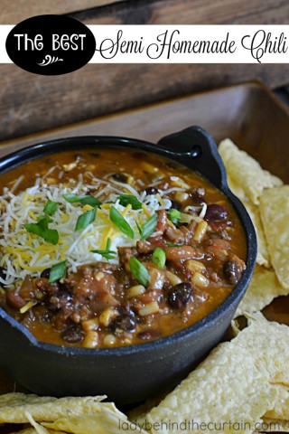 The Best Semi Homemade Chili | This hearty chili has THREE different kinds of beans, corn and green chilies to make one of the best Southwest Chilies I've ever had.