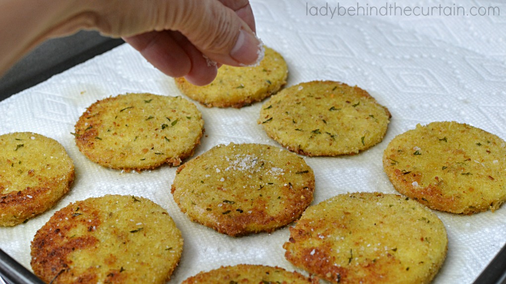 Fried Basil and Garlic Polenta Appetizer | This simple appetizer packs a lot of flavor with little effort and offers a little of the unexpected.