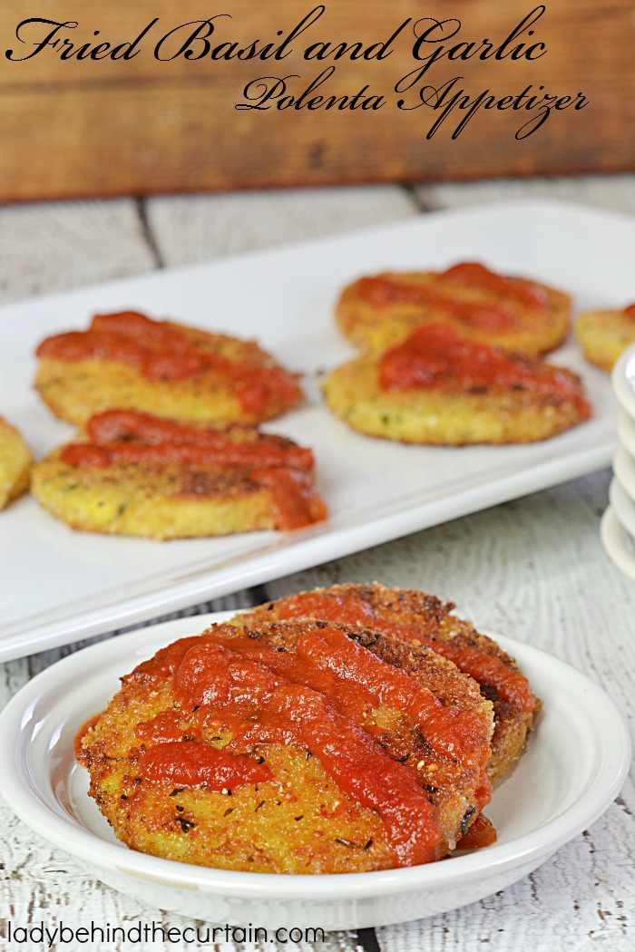 Fried Basil and Garlic Polenta Appetizer | This simple appetizer packs a lot of flavor with little effort and offers a little of the unexpected.