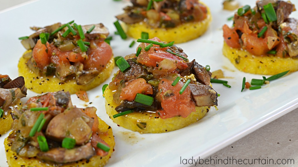 Easy Polenta Appetizer | This gluten free vegetarian appetizer is a great solution if you are having guests with allergies or food preferences.