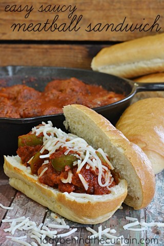 Easy Saucy Meatball Sandwich | This semi homemade Meatball Sandwich has everything you love in a deli sandwich.