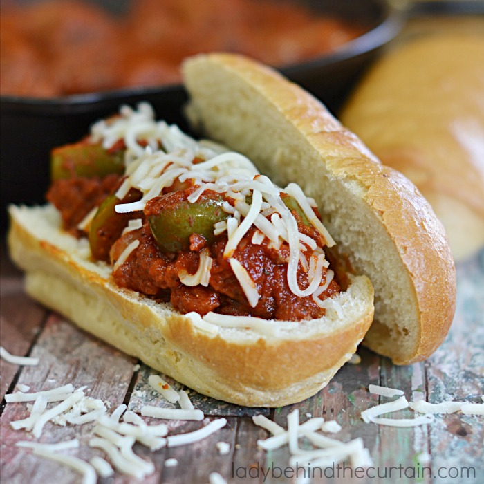 Easy Saucy Meatball Sandwich | This semi homemade Meatball Sandwich has everything you love in a deli sandwich.