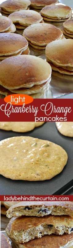 Light Cranberry Orange Pancakes | Made with wheat flour and just a touch of white flour makes these pancakes healthier than most recipes. Packed with so much flavor you won't even need syrup.